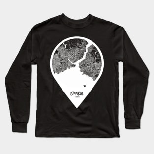 Istanbul, Turkey City Map - Travel Pin Long Sleeve T-Shirt